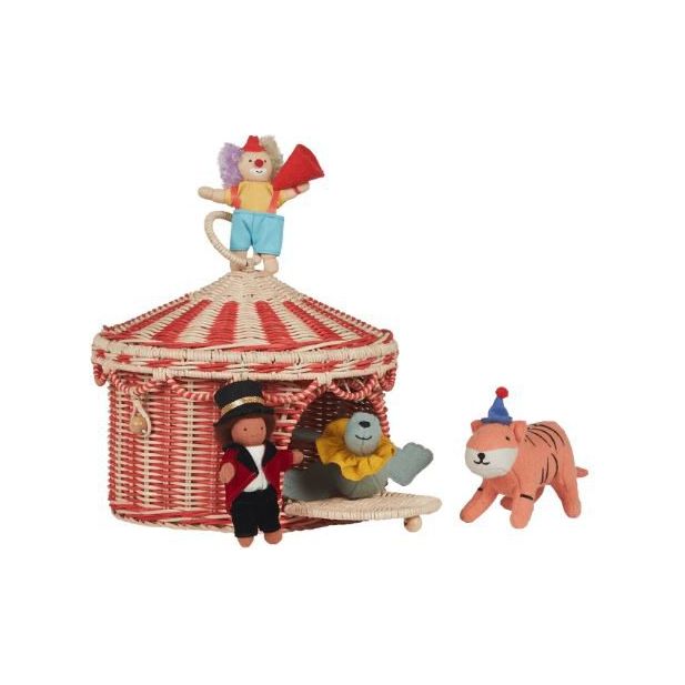 Olli Circus Tent Basket - Red & Straw Basket Olliella   