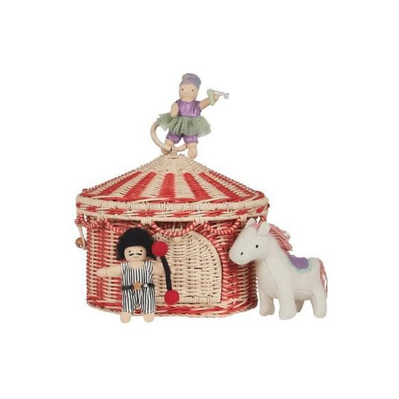 Olli Circus Tent Basket - Red & Straw Basket Olliella   