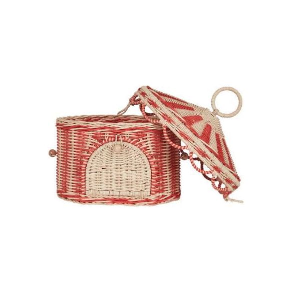 Olli Circus Tent Basket - Red & Straw Basket Olliella   