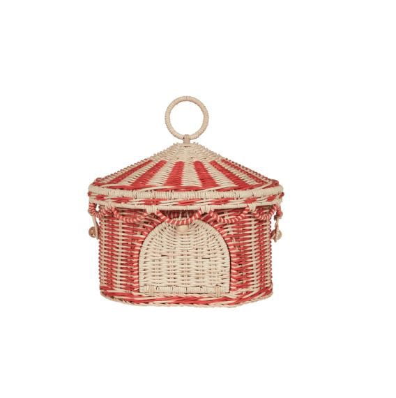 Olli Circus Tent Basket - Red & Straw Basket Olliella   