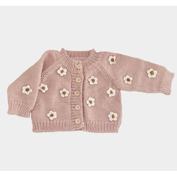 Blueberry Hill Flower Cardigan, Blush Sweater The Blueberry Hill   