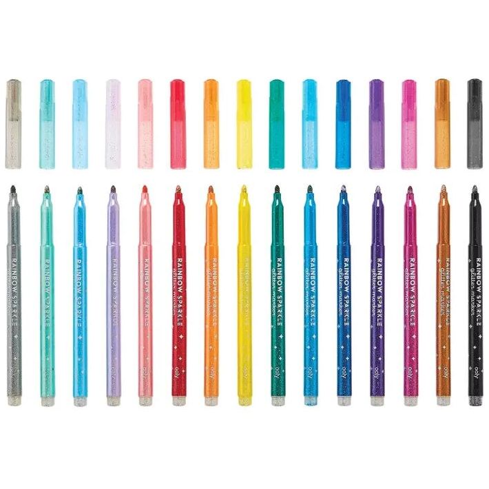 Ooly Rainbow Sparkle Glitter Markers: Set of 15 Markers Ooly   