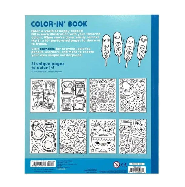 Ooly Color-In' Book: Happy Snacks Color-In Book Ooly   