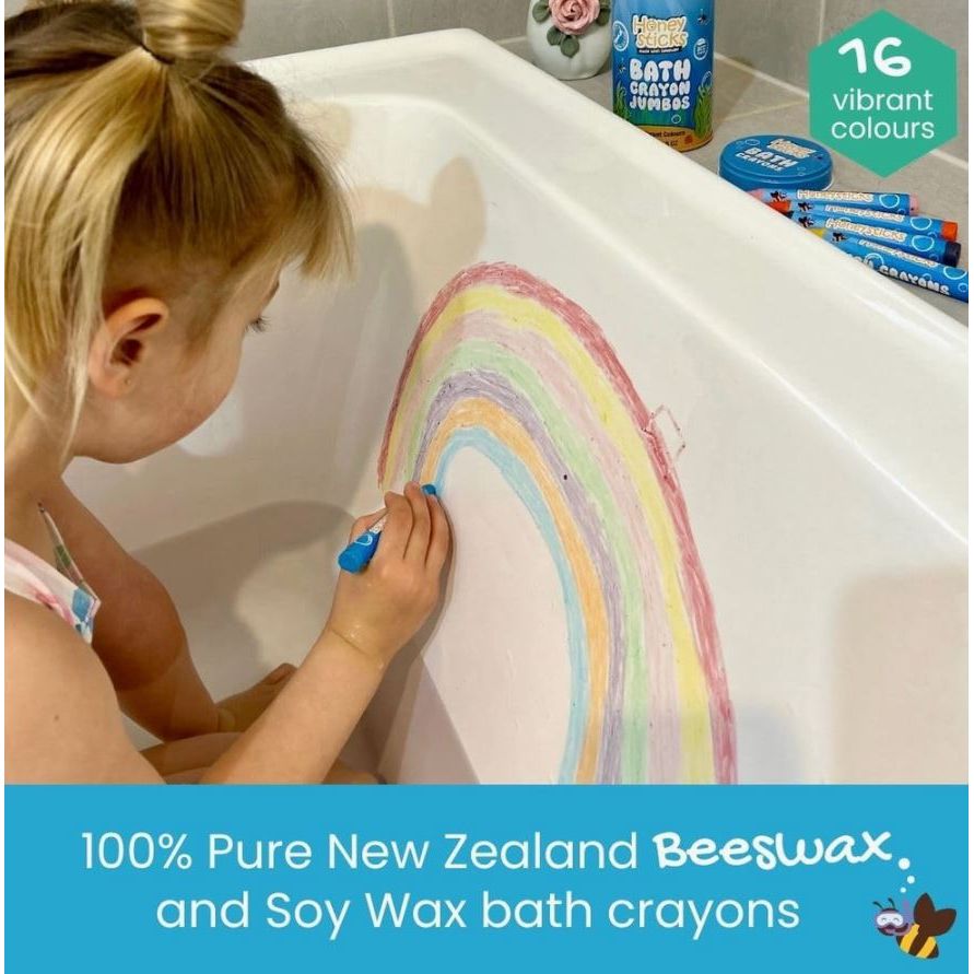 Honeysticks Jumbo Bath Crayons Non Toxic (16 Pack) Bath Time Honeysticks