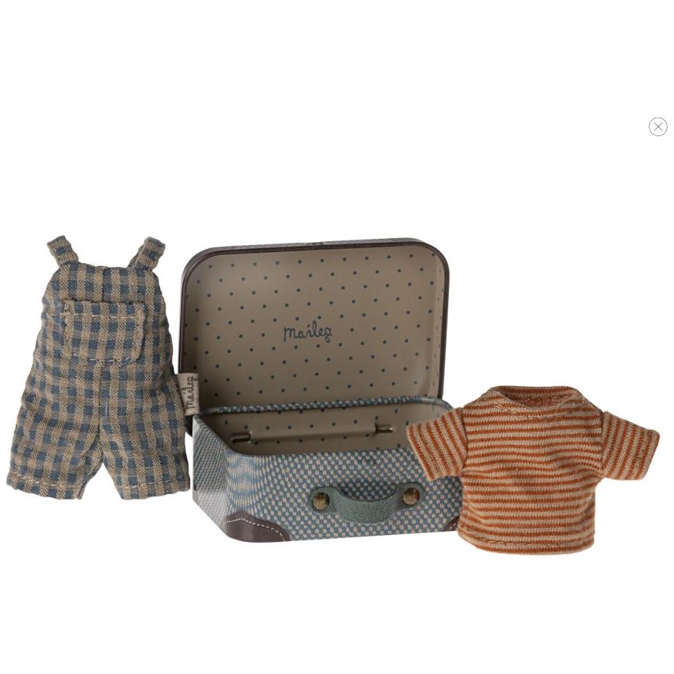 Maileg Overalls & Shirt in Suitcase, Mouse - Big Brother Mice Clothing Maileg   