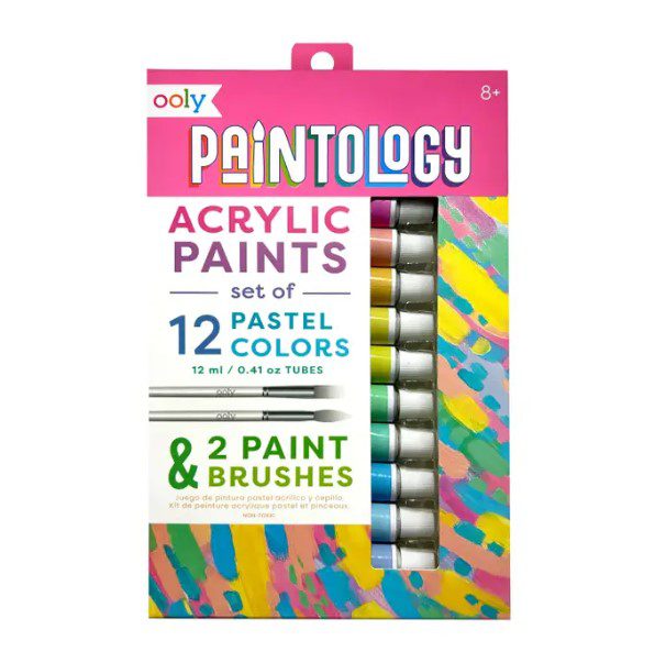 Ooly Paintology Acrylic Paints + 2 Brushes - Pastel Colors Paint Ooly   