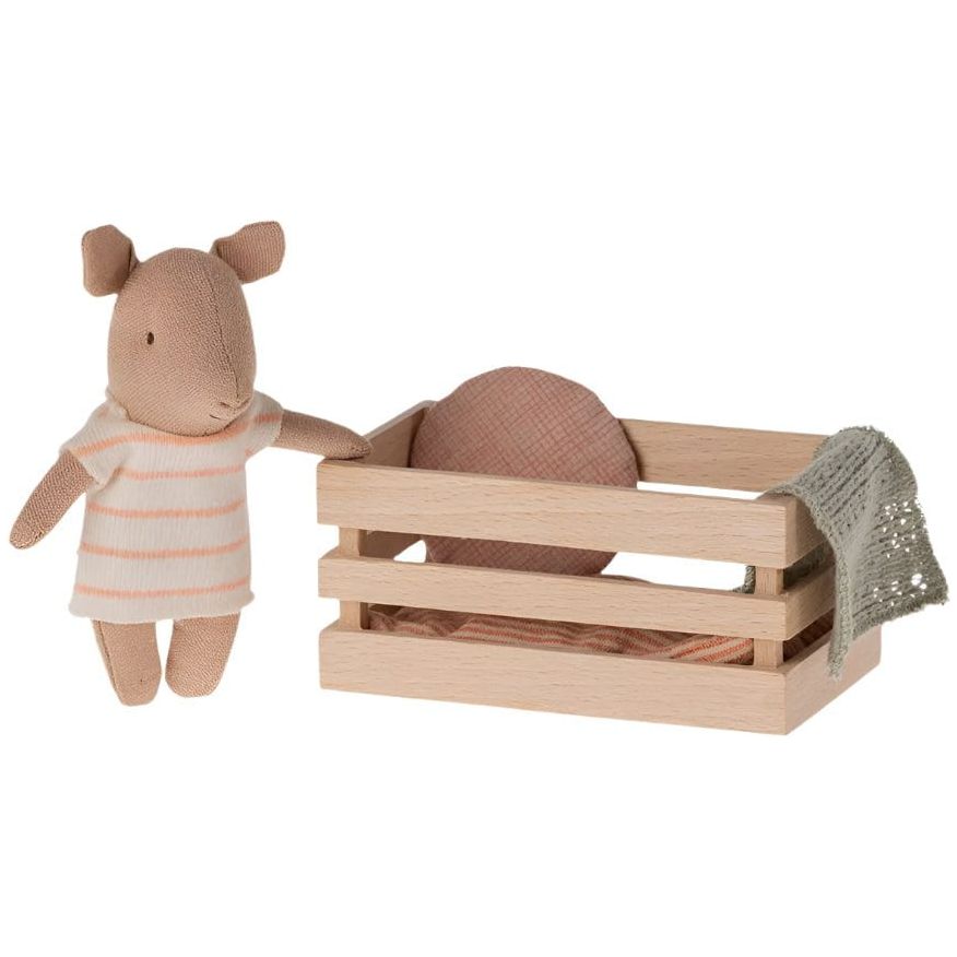 Maileg Pig in Box, Baby - Coral Pig Maileg