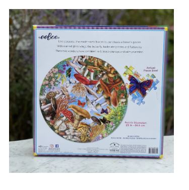 eeboo Mushrooms and Butterflies 500 Piece Round Puzzle Puzzles & Mazes eeBoo   