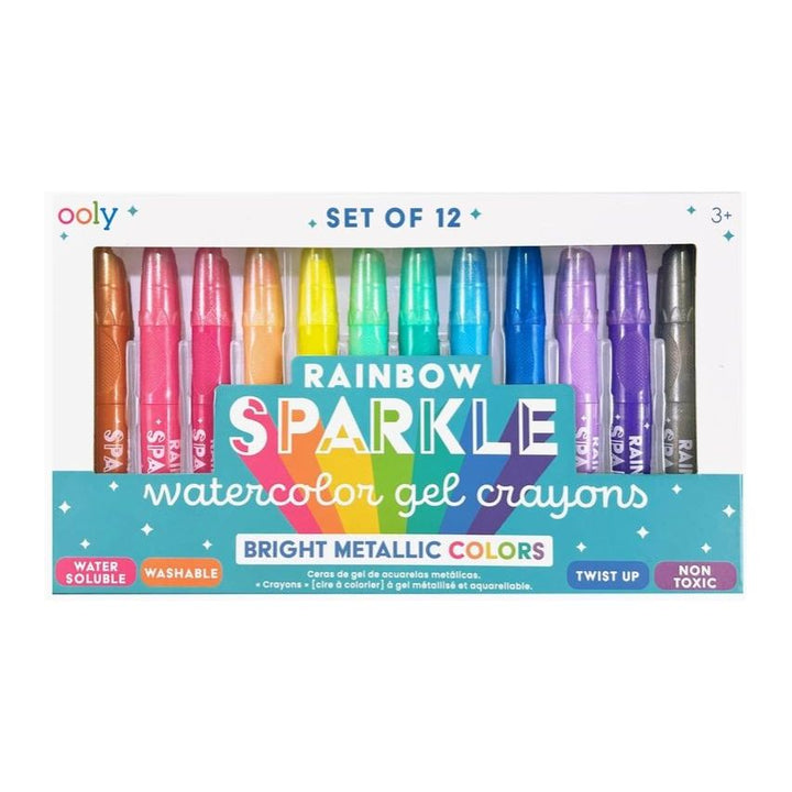 Ooly Rainbow Sparkle Metallic Watercolor Gel Crayons - Set of 12 - NEW Crayons Ooly   