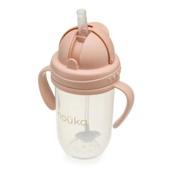 Noüka Non-Spill Weighted Straw Cup 9 oz Mealtime Noüka Soft Blush  