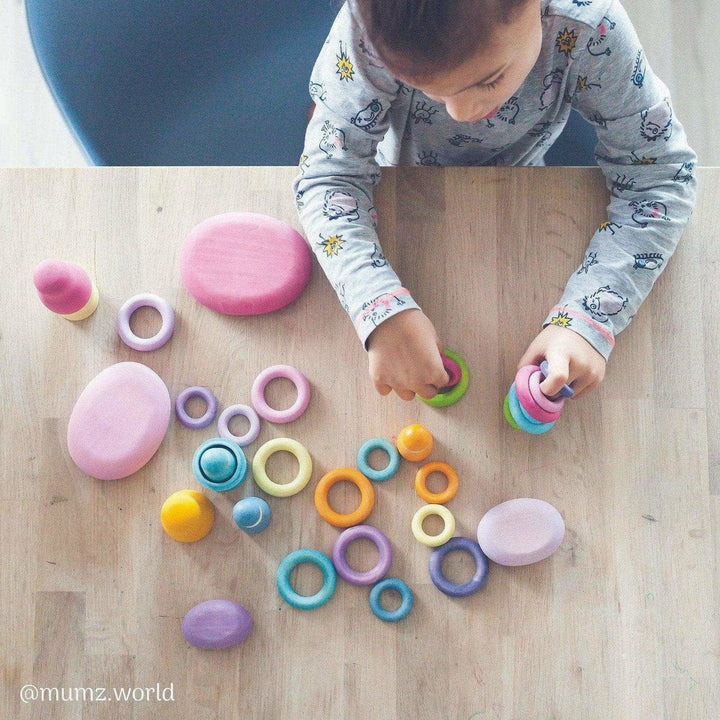 Grimm's Building Rings Pastel Wooden Toys Grimm's   