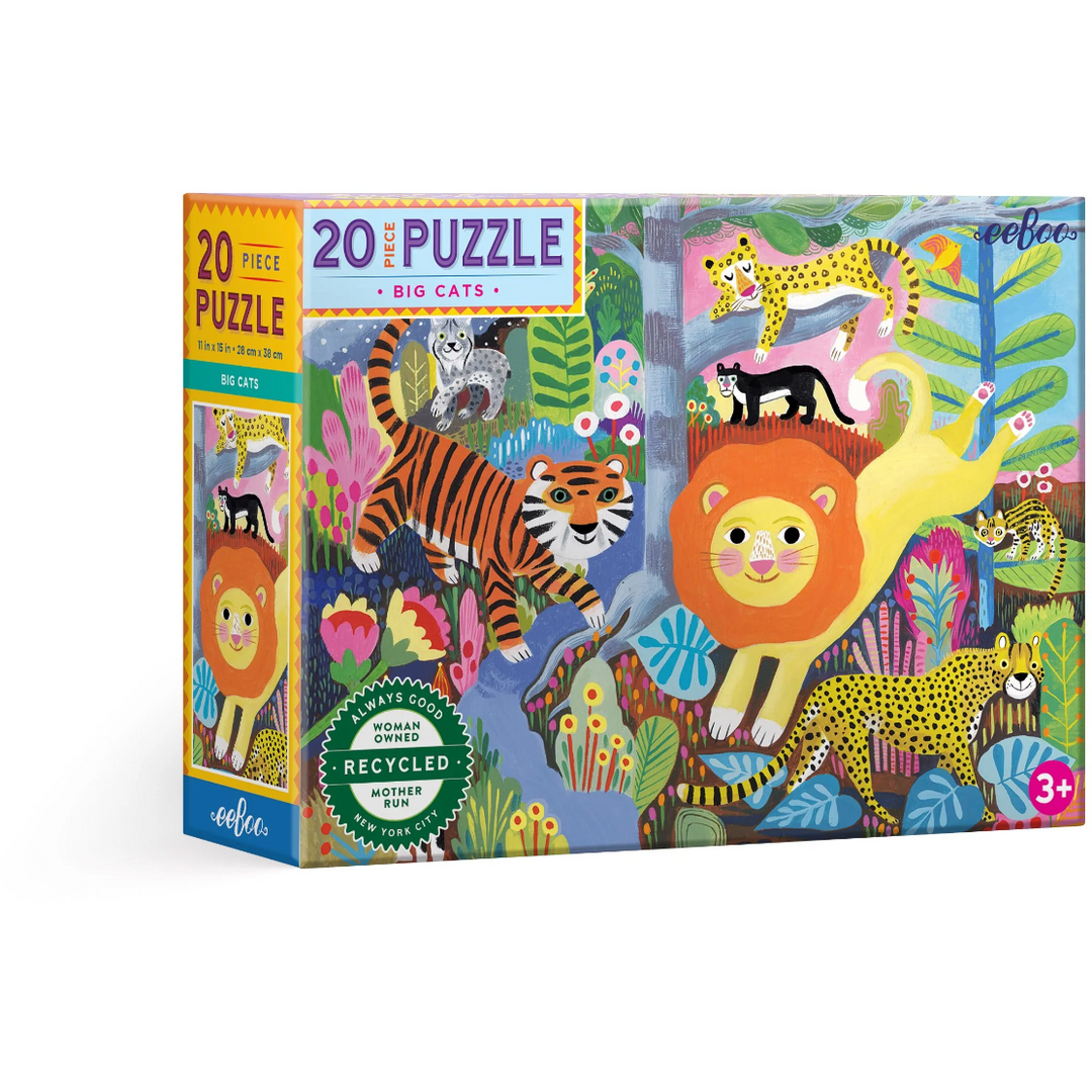 eeBoo Big Cats Big Puzzle 20pc Puzzles & Mazes eeBoo   