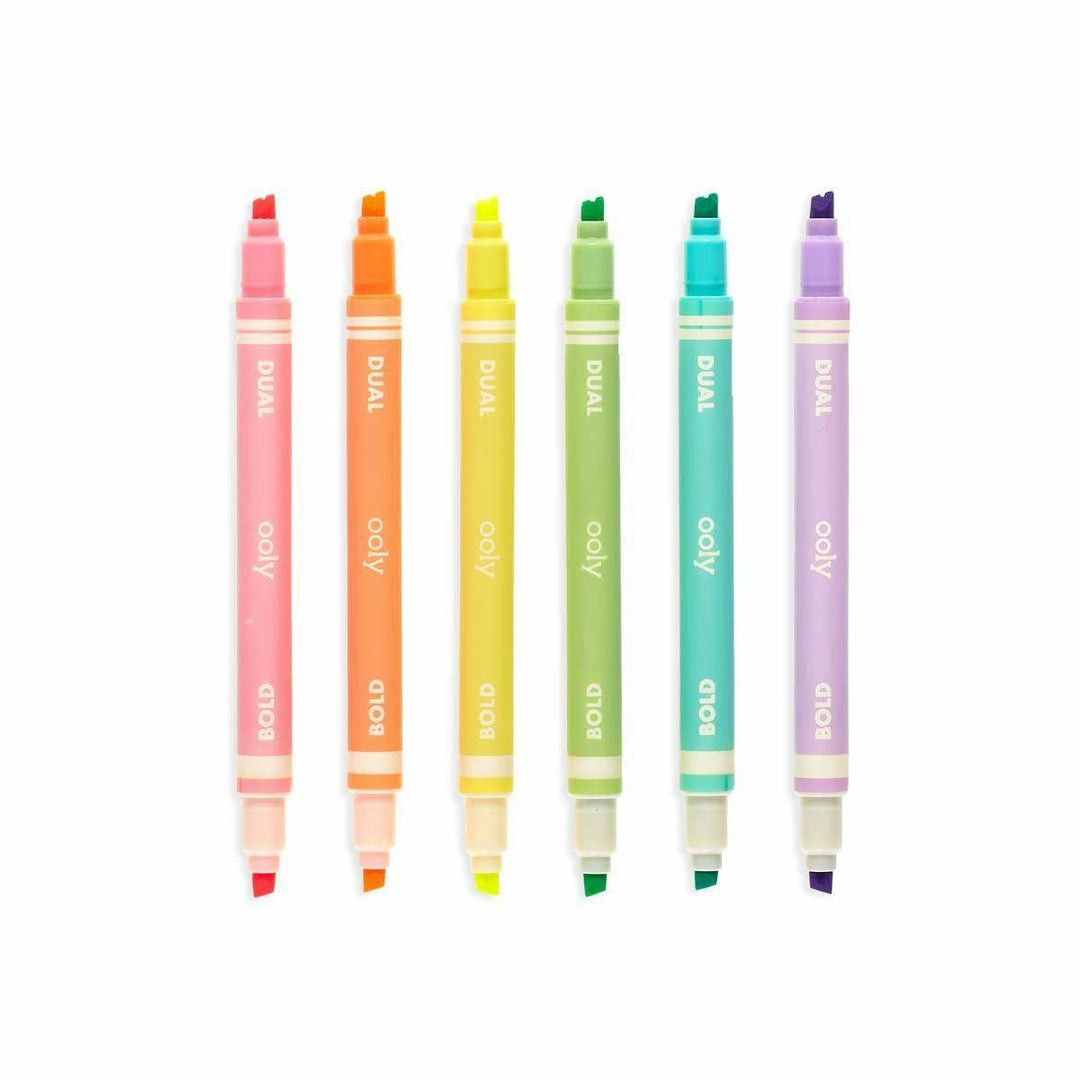 Ooly Writer's Duo Double-Ended Fountain Pens + Highlighters - Set of 3