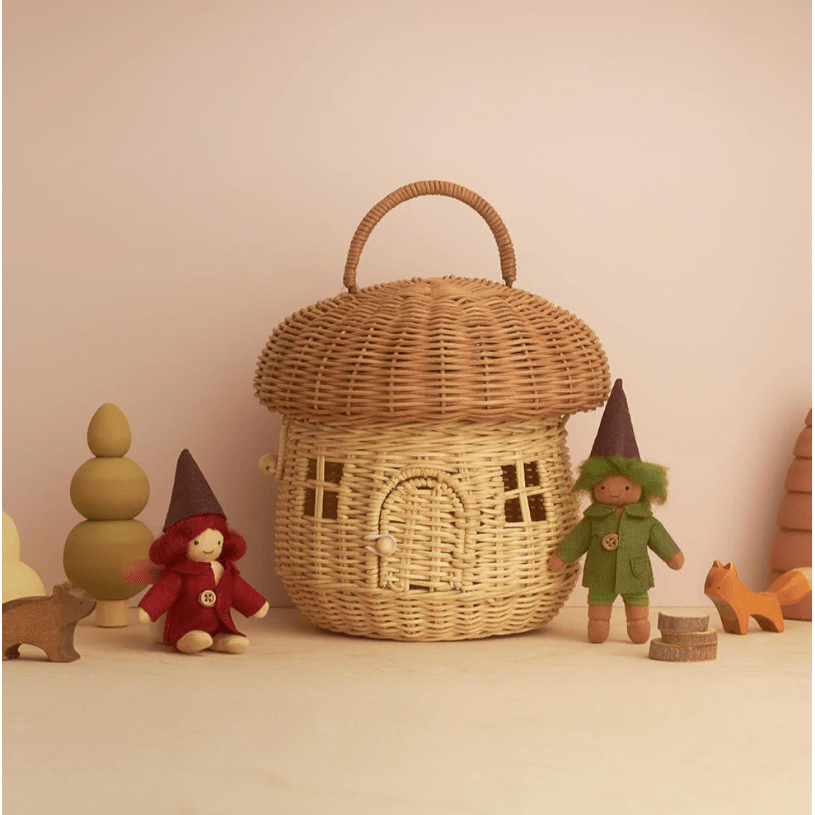 Olli Ella Rattan Mushroom Basket- Straw Baskets Olliella   