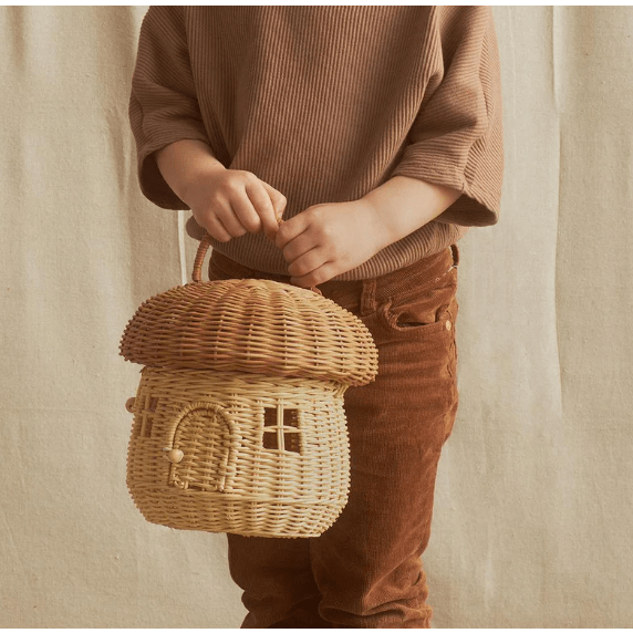 Olli Ella Rattan Mushroom Basket- Straw Baskets Olliella   