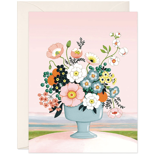 Baby & Birthday Greeting Cards -Joojoo Paper Greeting cards The Natural Baby Company Flower Vase Pink Sky Blank Greeting Card  